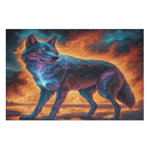 Wolf -Puzzle, 1000 Teile,Holzpuzzle Für Erwachsene Kinder, Lustiges Spielzeug, Denkspiel, Bildungsspiel, （75×50cm） von DCCCY