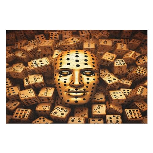 Würfelmann -Puzzle, 1000 Teile,Holzpuzzle Für Erwachsene Kinder, Lustiges Spielzeug, Denkspiel, Bildungsspiel, （75×50cm） von DCCCY