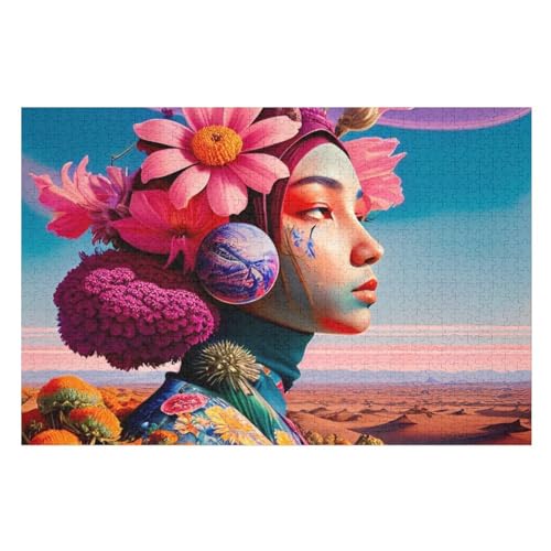 bunt Mädchen 1000 Teile Puzzles Für Erwachsene, Impossible Puzzle, Geschicklichkeitsspiel Für Die Ganze Familie, Kinder Holzpuzzle （75×50cm） von DCCCY