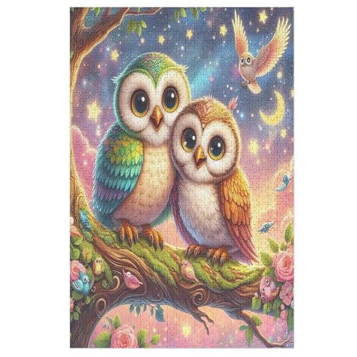 Animal Eule Holzpuzzle Für Erwachsene Teenager Stress Abbauen Familien-Puzzlespiel Poster 1000-teiliges Puzzle Kinder Lernspiel （78×53cm） von DCHHHSC