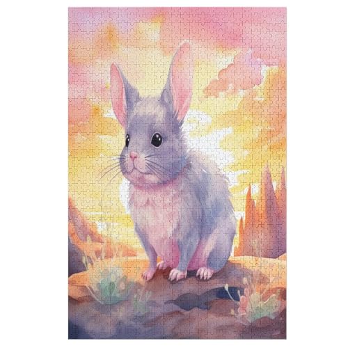 Animal Kaninchen Holzpuzzle 1000 Teile, Knobelspiele Für Erwachsene, Teenager, Puzzles Unmögliche - Kinder Puzzle Zimmer Deko （78×53cm） von DCHHHSC
