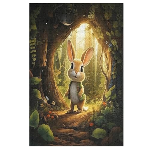 Animal Kaninchen Puzzle 1000 Teile, Holzpuzzle Für Erwachsene Kinder, Impossible Puzzles, Geschicklichkeitsspiel Für Die Ganze Familie （78×53cm） von DCHHHSC