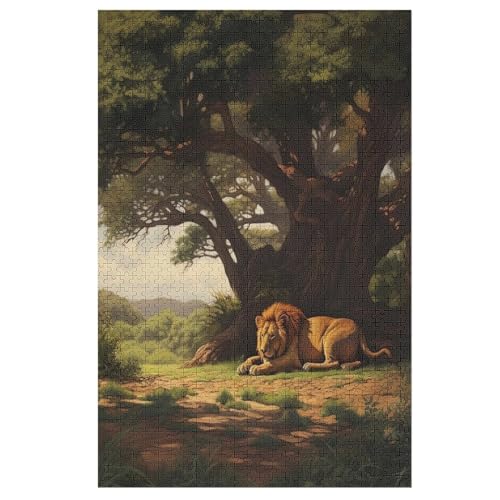 Animal Löwe Holzpuzzle Für Erwachsene Teenager Stress Abbauen Familien-Puzzlespiel Poster 1000-teiliges Puzzle Kinder Lernspiel （78×53cm） von DCHHHSC