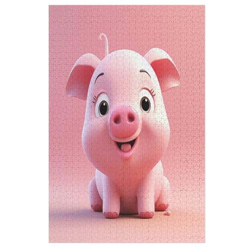 Animal süßes Schwein-Puzzlespiel Aus Holz, 1000 Puzzleteile, Puzzle Für Teenager Und Erwachsene, Kreatives Spielzeug, Puzzles, （78×53cm） von DCHHHSC