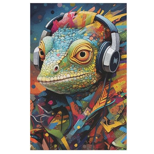 Chamäleon Holzpuzzle 1000 Teile Klassische Puzzles Erwachsene Kinder Puzzle DIY Kit Holzspielzeug Einzigartiges Geschenk （78×53cm） von DCHHHSC