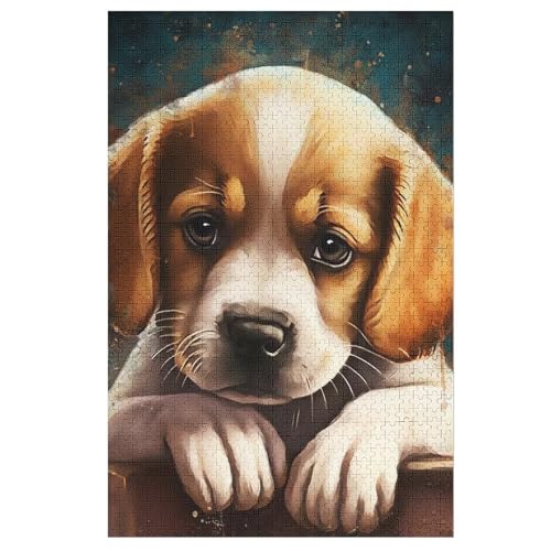 Cute Hund Holzpuzzle 1000 Teile Klassische Puzzles Erwachsene Kinder Puzzle DIY Kit Holzspielzeug Einzigartiges Geschenk （78×53cm） von DCHHHSC
