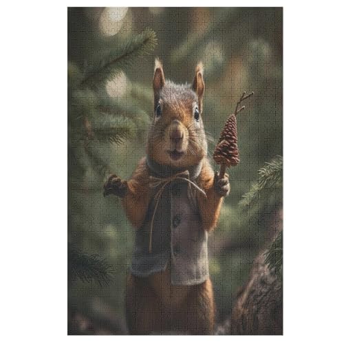 Eichhörnchen Holzpuzzle 1000 Teile Klassische Puzzles Erwachsene Kinder Puzzle DIY Kit Holzspielzeug Einzigartiges Geschenk （78×53cm） von DCHHHSC