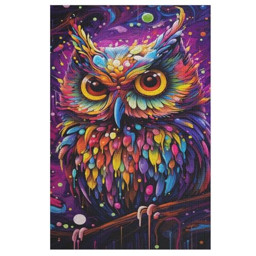 Eule 1000 Teile Puzzles Für Erwachsene Holzpuzzle Familienpuzzlespiel Stressabbau-Puzzle Für Kinder Ab 12 Jahren （78×53cm） von DCHHHSC