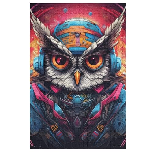 Eule Holzpuzzle 1000 Teile Klassische Puzzles Erwachsene Kinder Puzzle DIY Kit Holzspielzeug Einzigartiges Geschenk （78×53cm） von DCHHHSC