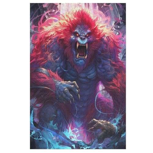 Gorilla Puzzle 1000 Teile, Holzpuzzle Herausforderndes Geschicklichkeitsspiel Für Die Ganze Familie, Kinder Erwachsenenpuzzle Ab 12 Jahren （78×53cm） von DCHHHSC