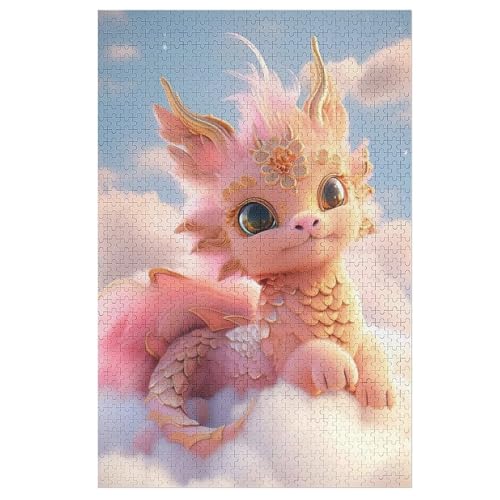 Holzpuzzles 1000 Teile Cute Drache -Puzzle Für Jungen Und Mädchen, Schwierigkeitsgrad, Lernspiele, Familienspielzeug （78×53cm） von DCHHHSC