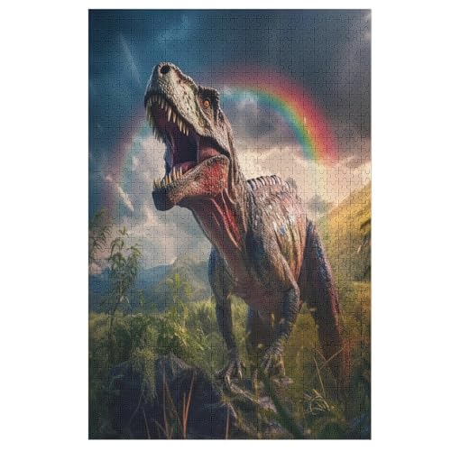 Holzpuzzles 1000 Teile Dinosaurier -Puzzle Für Jungen Und Mädchen, Schwierigkeitsgrad, Lernspiele, Familienspielzeug （78×53cm） von DCHHHSC
