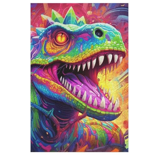 Holzpuzzles 1000 Teile Dinosaurier -Puzzle Für Jungen Und Mädchen, Schwierigkeitsgrad, Lernspiele, Familienspielzeug （78×53cm） von DCHHHSC