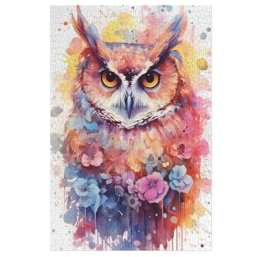 Holzpuzzles 1000 Teile Eule -Puzzle Für Jungen Und Mädchen, Schwierigkeitsgrad, Lernspiele, Familienspielzeug （78×53cm） von DCHHHSC