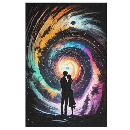 Holzpuzzles 1000 Teile Liebe zur Galaxie -Puzzle Für Jungen Und Mädchen, Schwierigkeitsgrad, Lernspiele, Familienspielzeug （78×53cm） von DCHHHSC