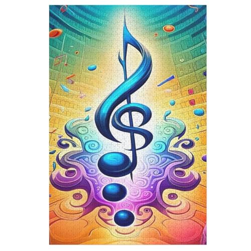 Holzpuzzles 1000 Teile Musiknote -Puzzle Für Jungen Und Mädchen, Schwierigkeitsgrad, Lernspiele, Familienspielzeug （78×53cm） von DCHHHSC