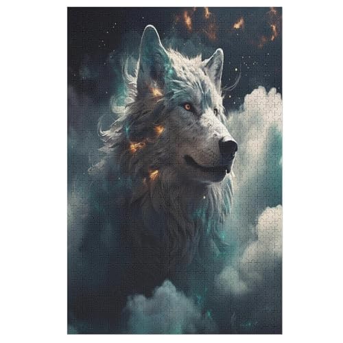 Holzpuzzles 1000 Teile Wolf -Puzzle Für Jungen Und Mädchen, Schwierigkeitsgrad, Lernspiele, Familienspielzeug （78×53cm） von DCHHHSC