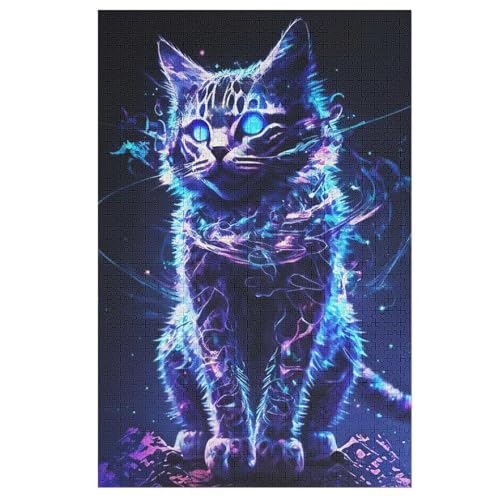 Katze Holzpuzzle 1000 Teile Klassische Puzzles Erwachsene Kinder Puzzle DIY Kit Holzspielzeug Einzigartiges Geschenk （78×53cm） von DCHHHSC