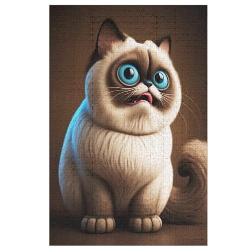 Katze Holzpuzzle 1000 Teile Klassische Puzzles Erwachsene Kinder Puzzle DIY Kit Holzspielzeug Einzigartiges Geschenk （78×53cm） von DCHHHSC