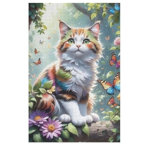 Katze Holzpuzzle 1000 Teile Klassische Puzzles Erwachsene Kinder Puzzle DIY Kit Holzspielzeug Einzigartiges Geschenk 1000 PCS von DCHHHSC