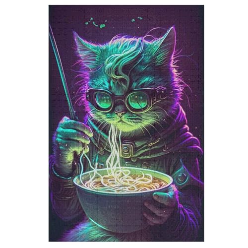 Katze Puzzle 1000 Teile, Holzpuzzle Herausforderndes Geschicklichkeitsspiel Für Die Ganze Familie, Kinder Erwachsenenpuzzle Ab 12 Jahren （78×53cm） von DCHHHSC