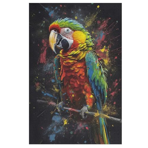 Papagei 1000 Teile Holzpuzzle,einzigartiges Puzzle, Geschenk Für Erwachsene,Familienspiel,Herausforderungsaktivität,（78×53cm） von DCHHHSC