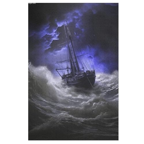 Piratenschiff,Boat Holzpuzzle 1000 Teile Klassische Puzzles Erwachsene Kinder Puzzle DIY Kit Holzspielzeug Einzigartiges Geschenk （78×53cm） von DCHHHSC