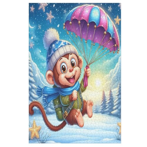 Puzzle Animal AFFE, 1000 Puzzleteile Für Kinder, Holzpuzzles, Geeignet Für Erwachsene Lernspiel, （78×53cm） von DCHHHSC