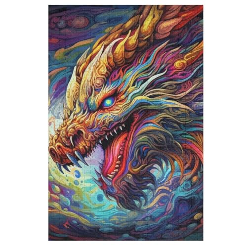Puzzle Drache, 1000 Puzzleteile Für Kinder, Holzpuzzles, Geeignet Für Erwachsene Lernspiel, （78×53cm） von DCHHHSC