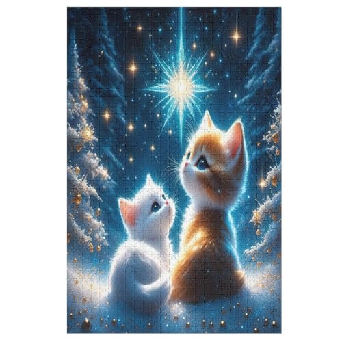 Puzzle Katze, 1000 Puzzleteile Für Kinder, Holzpuzzles, Geeignet Für Erwachsene Lernspiel, 1000 PCS von DCHHHSC