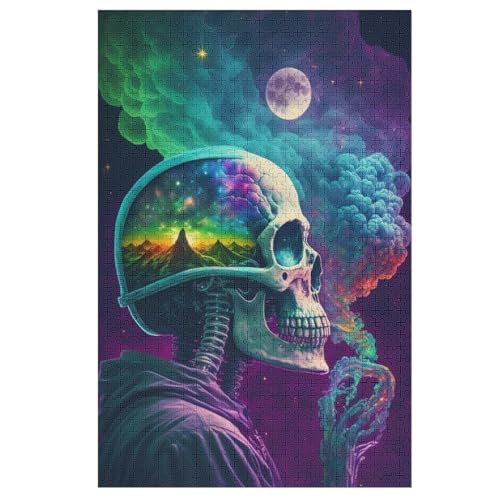 Puzzle Totenkopf, 1000 Puzzleteile Für Kinder, Holzpuzzles, Geeignet Für Erwachsene Lernspiel, （78×53cm） von DCHHHSC