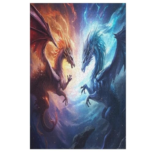 Puzzles Für Erwachsene Drache,1000-teilige Puzzle Für Kinder Ab 12 Jahren, Holzpuzzles Für Die Heimdekoration, （78×53cm） von DCHHHSC