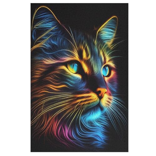 Puzzles Für Erwachsene Katze,1000-teilige Puzzle Für Kinder Ab 12 Jahren, Holzpuzzles Für Die Heimdekoration, （78×53cm） von DCHHHSC