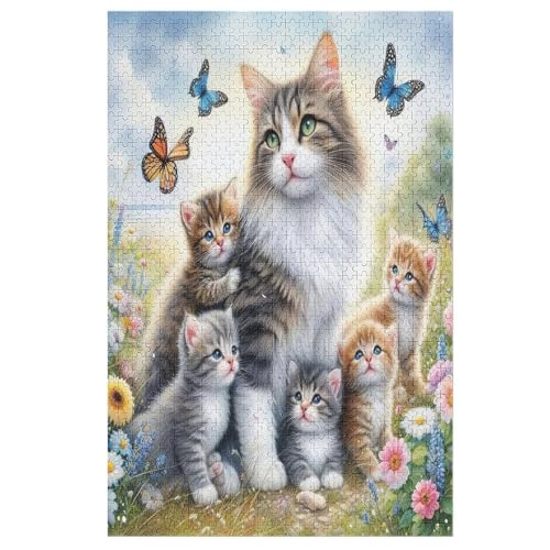 Puzzles Für Erwachsene Katze,1000-teilige Puzzle Für Kinder Ab 12 Jahren, Holzpuzzles Für Die Heimdekoration, （78×53cm） von DCHHHSC