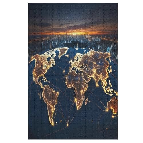 Puzzles Für Erwachsene Mappemonde,1000-teilige Puzzle Für Kinder Ab 12 Jahren, Holzpuzzles Für Die Heimdekoration, （78×53cm） von DCHHHSC