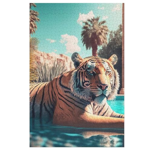 Puzzles Für Erwachsene Tiger,1000-teilige Puzzle Für Kinder Ab 12 Jahren, Holzpuzzles Für Die Heimdekoration, （78×53cm） von DCHHHSC