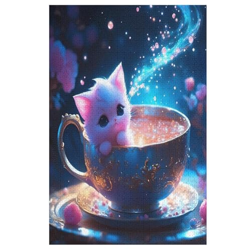 Puzzles Katze, 1000 Teile, Puzzle Aus Holz Für Erwachsene Und Kinder Ab 12 Jahren, Lernspielzeug （78×53cm） von DCHHHSC