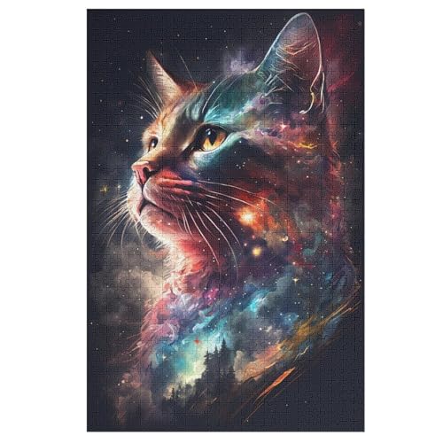 Puzzles Katze, 1000 Teile, Puzzle Aus Holz Für Erwachsene Und Kinder Ab 12 Jahren, Lernspielzeug （78×53cm） von DCHHHSC