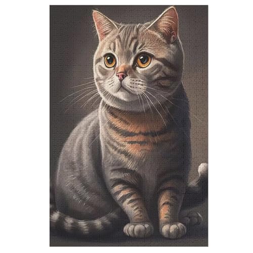 Puzzles Katze, 1000 Teile, Puzzle Aus Holz Für Erwachsene Und Kinder Ab 12 Jahren, Lernspielzeug （78×53cm） von DCHHHSC