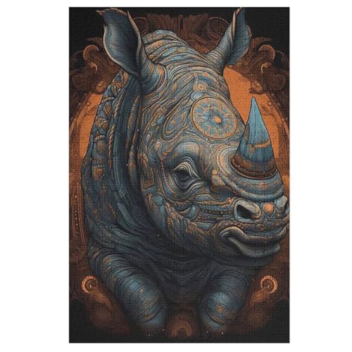 Rhinozerosceros Puzzle 1000 Teile, Holzpuzzle Herausforderndes Geschicklichkeitsspiel Für Die Ganze Familie, Kinder Erwachsenenpuzzle Ab 12 Jahren （78×53cm） von DCHHHSC