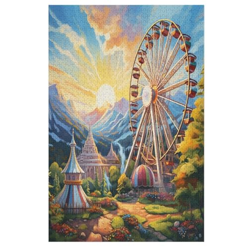 Riesenrad Holzpuzzle 1000 Teile Klassische Puzzles Erwachsene Kinder Puzzle DIY Kit Holzspielzeug Einzigartiges Geschenk （78×53cm） von DCHHHSC