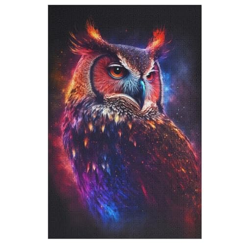 Stern Eule Holzpuzzle 1000 Teile Klassische Puzzles Erwachsene Kinder Puzzle DIY Kit Holzspielzeug Einzigartiges Geschenk （78×53cm） von DCHHHSC