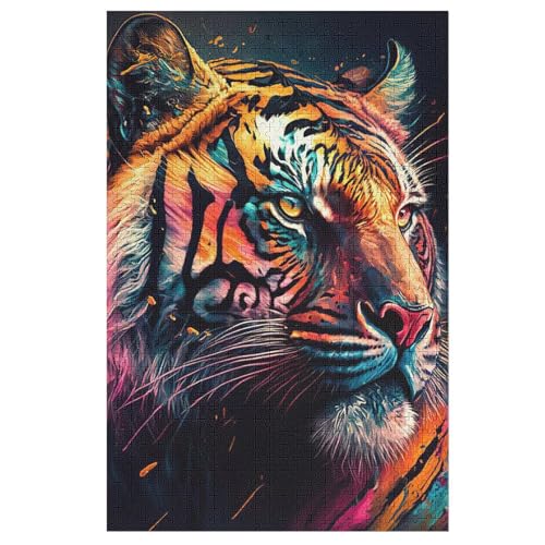 Tiger Puzzle 1000 Teile, Holzpuzzle Für Erwachsene Kinder, Impossible Puzzles, Geschicklichkeitsspiel Für Die Ganze Familie （78×53cm） von DCHHHSC