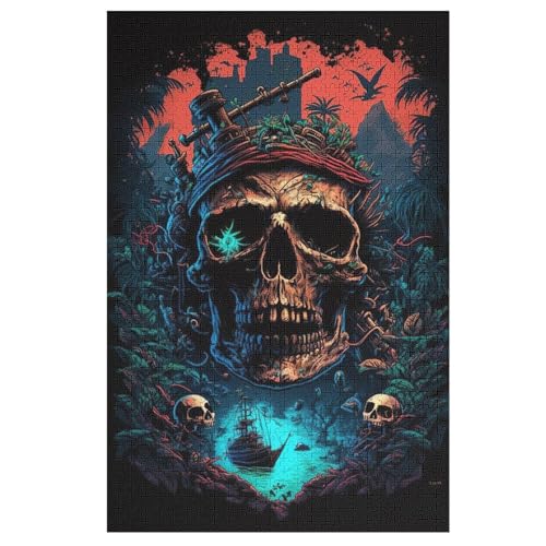 Totenkopf Holzpuzzle 1000 Teile Klassische Puzzles Erwachsene Kinder Puzzle DIY Kit Holzspielzeug Einzigartiges Geschenk 1000 PCS von DCHHHSC