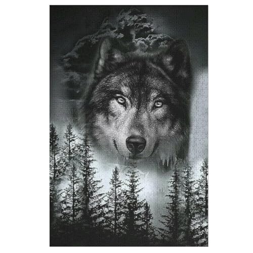 Wolf Puzzle 1000 Teile, Holzpuzzle Für Erwachsene Kinder, Impossible Puzzles, Geschicklichkeitsspiel Für Die Ganze Familie （78×53cm） von DCHHHSC