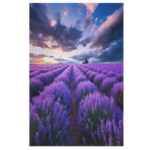 schöner Lavendel Holzpuzzle - 1000 Teiliges Jigsaw Knobelspiel - Puzzle Für Erwachsene & Kinder - Outdoor & Reisespielzeug （78×53cm） von DCHHHSC