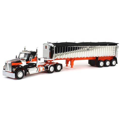 DCP First Gear 1/64 Kenworth W990 mit Chrom-MAC-Kohleend-Kippanhänger 60-2008, Schwarz und Orange DCP First Gear 1/64 Kenworth W990 mit Chrom-MAC-Kohleend-Kippanhänger 60-2008, Schwarz und Orange von DCP