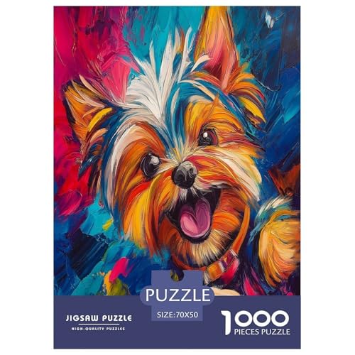 Yorkshire Terrier Puzzle 1000-teilige Schwer Puzzle Spielzeug Pädagogisches Spiel Impossible Herausforderung Spielzeug Für Erwachsene Kinder 70x50cm/1000pcs von DCQWWGCLL