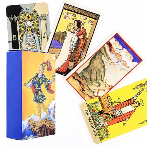 DDFF Tarotkarten für Anfänger, 78 Rider Tarot Cards, Wahrsagewerkzeuge Kartenspielen, Tarot für Anfänger Wahrsagerei Spielzeug Holographisch Tarotkarten Schicksals-Weissagungskarte (C) von DDFF