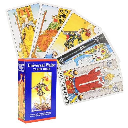 DDFF Tarotkarten für Anfänger, 78 Rider Tarot Cards, Wahrsagewerkzeuge Kartenspielen, Tarot für Anfänger Wahrsagerei Spielzeug Holographisch Tarotkarten Schicksals-Weissagungskarte (B) von DDFF